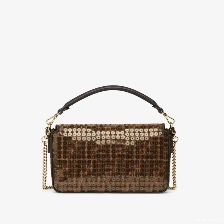 Affordable with Motif Bag Brown Fendi FF Baguette In Fabric Mini Sequins 0706